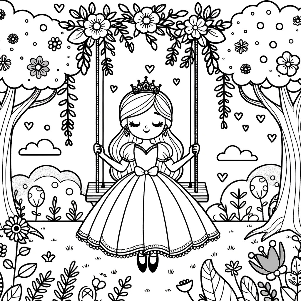 "דף צביעה של נסיכה בגן: דפים יצירתיים ומרגשים שמעודדים ילדים לצבוע ולחלום על עולמות מלכותיים.